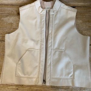 J Jill faux suede Shearling zipper vest Sz XL